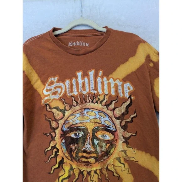 Men's Size S Sublime Sun Logo Graphic Tie Dye T-Shirt Rust Orange Band Tee - Picture 3 of 7